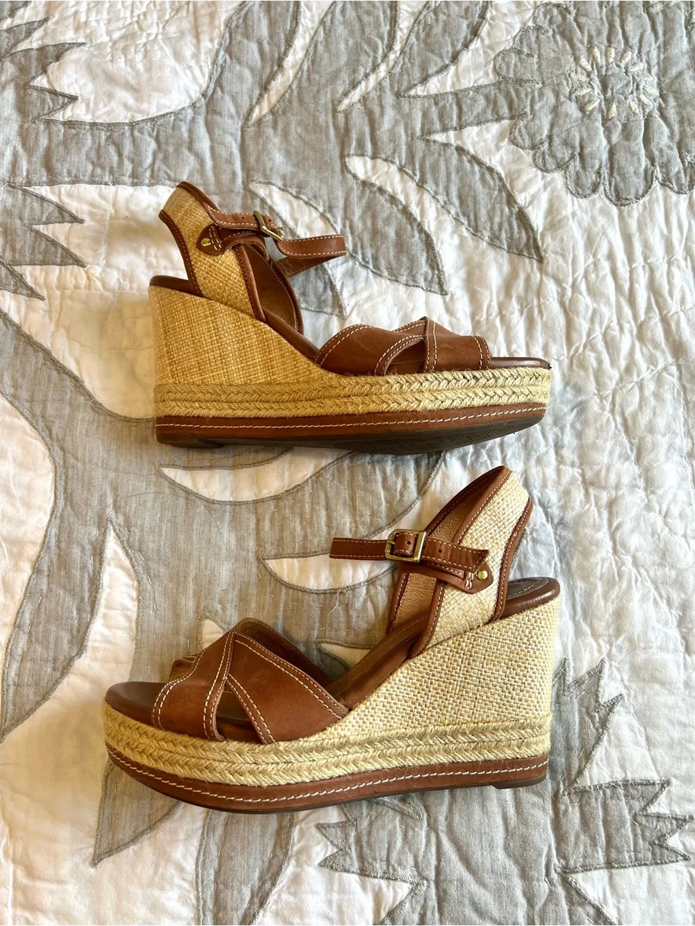 Clarks Indigo Amelia Air Wedge Sandals Women’s 9 Brown Leather Espadrille Boho